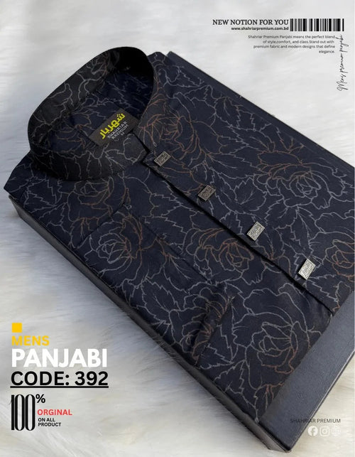 Dark Flower Orange Panjabi কোড - 392 - Shahriar Premium
