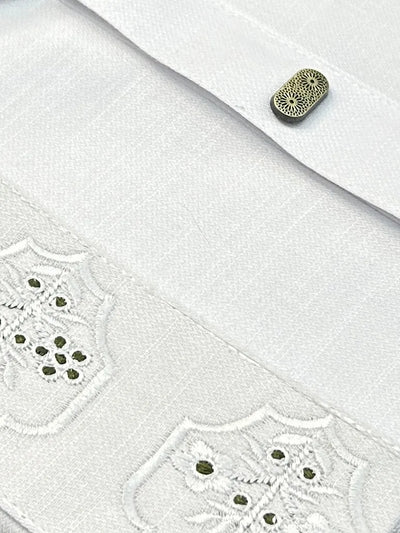 3Leaf Embroidery White কোড - 136 - Shahriar Premium